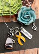 Gold Ribbon Boxing Glove Necklace - Rock Your Cause Jewelry