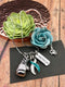 Teal & White Ribbon Boxing Glove Necklace - Rock Your Cause Jewelry