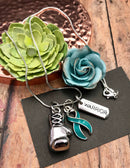 Teal Ribbon Boxing Glove Necklace - Rock Your Cause Jewelry