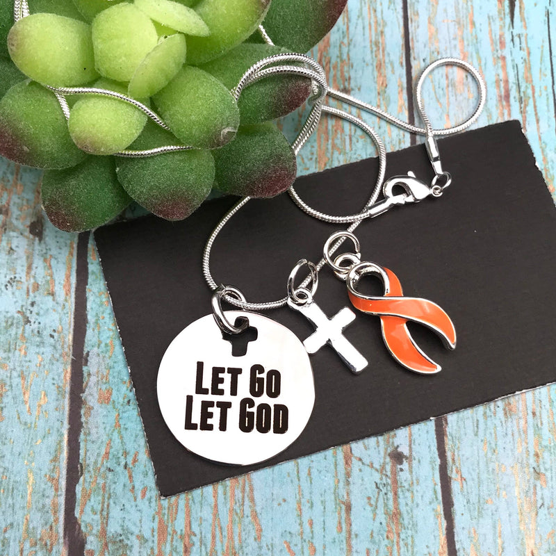 Orange Ribbon Necklace - Let Go, Let God - Rock Your Cause Jewelry