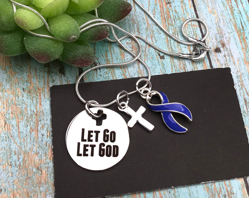 Periwinkle Ribbon Necklace - Let Go. Let God - Rock Your Cause Jewelry