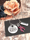 Burgundy Ribbon Necklace - I Am With You Always - Matthew 28:20 - Rock Your Cause Jewelry