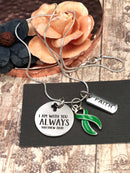 Green Ribbon Necklace - I Am With You Always - Matthew 28:20 - Rock Your Cause Jewelry