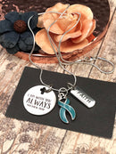 Light Blue Ribbon Necklace - I Am With You Always - Matthew 28:20 - Rock Your Cause Jewelry