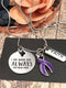 Purple Ribbon Necklace - I Am With You Always - Matthew 28:20 - Rock Your Cause Jewelry