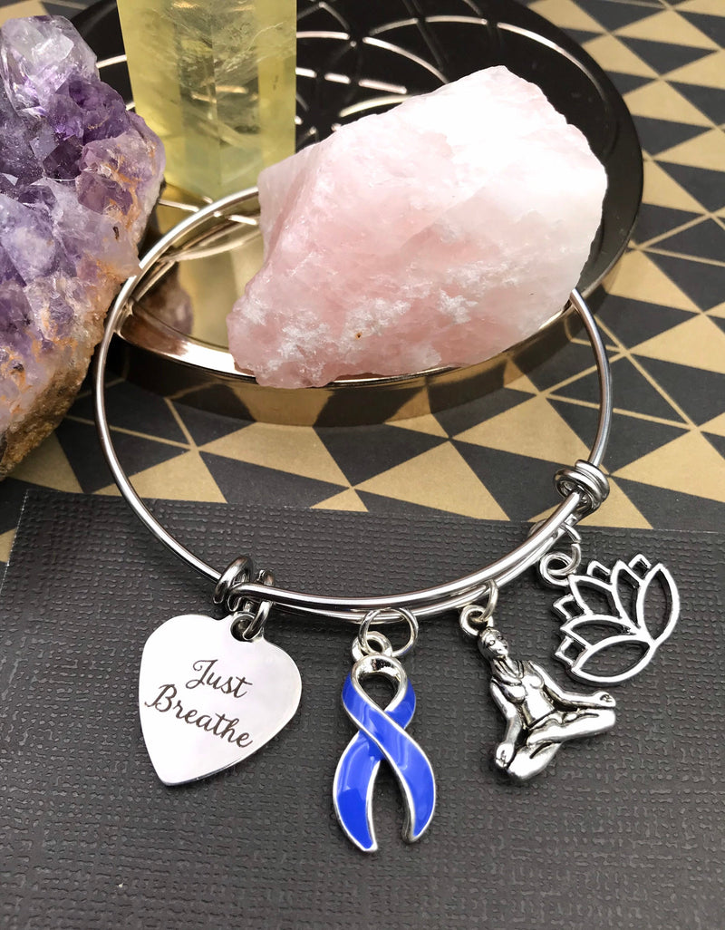 Periwinkle Ribbon - Just Breathe Meditation / Yogi Encouragement Bracelet - Rock Your Cause Jewelry