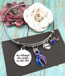 Blue & Purple Ribbon Charm Bracelet - She Believed She Could, So She Did - Rock Your Cause Jewelry