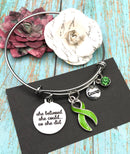 Lime Green Ribbon - She Believed She Could So She Did / Charm Bracelet - - Rock Your Cause Jewelry