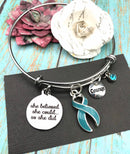 Light Blue Ribbon Bracelet - She Believed She Could, So She Did - Rock Your Cause Jewelry