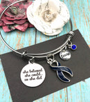 Dark Navy Blue Ribbon - She Believed She Could, So She Did - Rock Your Cause Jewelry