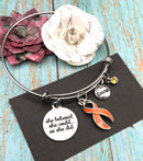 Orange Ribbon Charm Bracelet - She Believed She Could So She Did - Rock Your Cause Jewelry