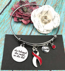 Red & White Ribbon - She Believed She Could, So She Did Charm Bracelet - Rock Your Cause Jewelry
