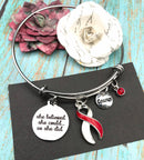 Red & White Ribbon - She Believed She Could, So She Did Charm Bracelet - Rock Your Cause Jewelry