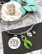 Lime Green Ribbon Charm Bracelet - Though She Be But Little, She Is Fierce - Rock Your Cause Jewelry