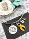 Gold Ribbon Charm Bracelet - Though She Be But Little But Little, She Is Fierce - Rock Your Cause Jewelry