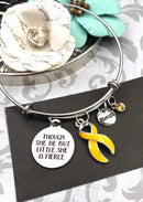 Gold Ribbon Charm Bracelet - Though She Be But Little But Little, She Is Fierce - Rock Your Cause Jewelry