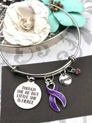 Purple Ribbon Charm Bracelet  - Though She But Little, She is Fierce - Rock Your Cause Jewelry