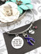 Violet Dark Purple Ribbon Charm Bracelet - Though She Be But Little She Is Fierce - Rock Your Cause Jewelry