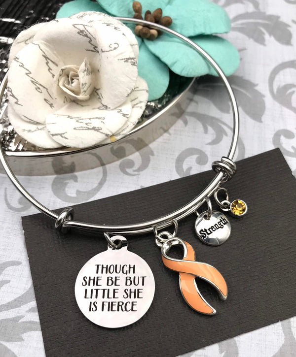 Peach Ribbon Bracelet - Though She But Little, She Is Fierce - Rock Your Cause Jewelry