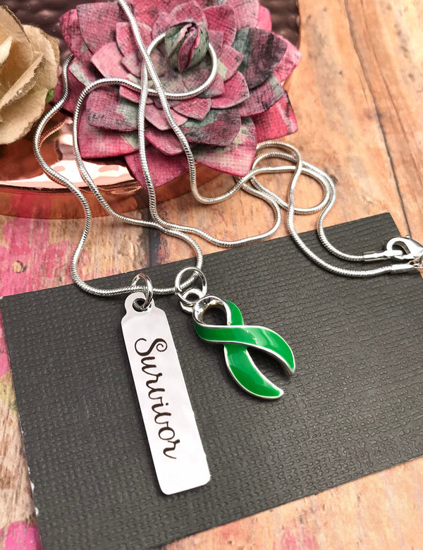 Green Ribbon Survivor Necklace - Rock Your Cause Jewelry