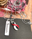 Red & White Ribbon Survivor Necklace - Rock Your Cause Jewelry
