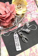 Gray (Grey) Ribbon Necklace - This is Tough ... But so Am I - Rock Your Cause Jewelry