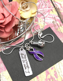Purple Ribbon Necklace - This is Tough, But So Am I / Boxing Glove Charm - Rock Your Cause Jewelry
