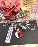 Red & White Ribbon - This Is Tough, But So Am I / Boxing Glove Necklace - Rock Your Cause Jewelry