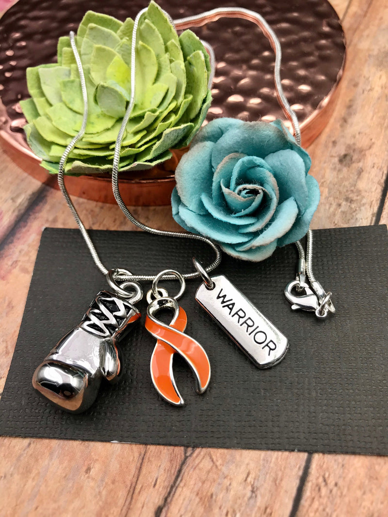 Orange Ribbon Boxing Glove Necklace - Rock Your Cause Jewelry