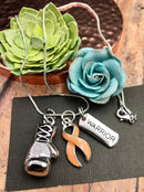 Peach Ribbon Boxing Glove / Warrior Necklace - Rock Your Cause Jewelry