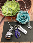 Violet Purple Ribbon Necklace - Boxing Glove / Warrior Necklace - Rock Your Cause Jewelry