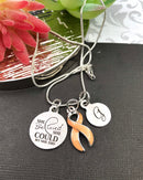 Peach Ribbon Necklace - She Believed She Could So She Did / Initial Necklace - Rock Your Cause Jewelry