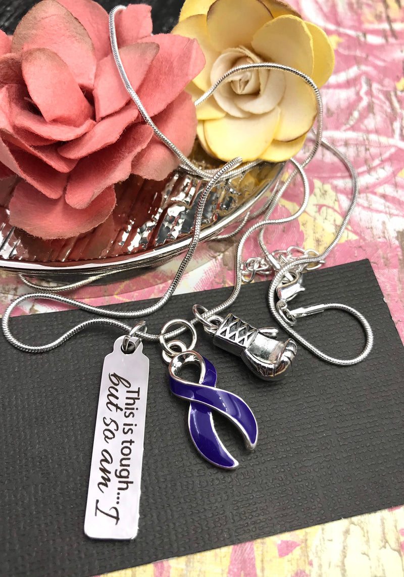 Violet Purple Ribbon Necklace - This is Tough, But So Am I - Rock Your Cause Jewelry
