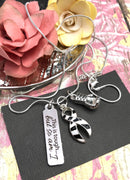 Zebra Ribbon Necklace - This is Tough, But So Am I / Boxing Glove Charm - Rock Your Cause Jewelry