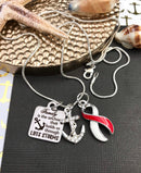 Red & White Ribbon Necklace - Family Is The Anchor That Holds Us Through Life's Storms - Rock Your Cause Jewelry