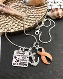 Peach Ribbon Necklace - Family is the Anchor That Hold Us Through - Rock Your Cause Jewelry