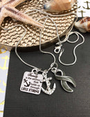 Gray (Grey) Ribbon Necklace - Family is the Anchor that Holds Us Through Life's Storms - Rock Your Cause Jewelry