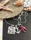 Burgundy Ribbon Necklace - Family is the AnchorThat Holds Us through Life's Storms - Rock Your Cause Jewelry