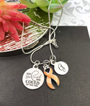 Peach Ribbon Necklace - She Believed She Could So She Did / Initial Necklace - Rock Your Cause Jewelry