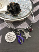 Violet - Dark Purple Ribbon - Only in Darkness Can You See Stars Charm Bracelet - Rock Your Cause Jewelry