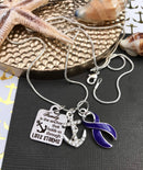 Violet Dark Purple Ribbon Necklace - Family is the Anchor That Hold Us Through Life's Charms - Rock Your Cause Jewelry