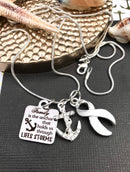White Ribbon Necklace - Family is the Anchor That Holds Us - Rock Your Cause Jewelry