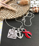 Red Ribbon Necklace - Family Is The Anchor That Leads Us Through Life's Storms - Rock Your Cause Jewelry