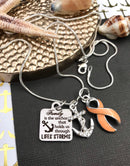 Peach Ribbon Necklace - Family is the Anchor That Hold Us Through - Rock Your Cause Jewelry
