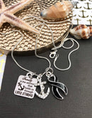 Black Ribbon Necklace - Family is the Anchor That Holds Us Through Life's Storms - Rock Your Cause Jewelry