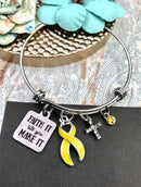 Yellow Ribbon Charm Bracelet - Faith It Till You Make It - Rock Your Cause Jewelry