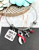 Red & White Ribbon - Faith It Till You Make It - Rock Your Cause Jewelry
