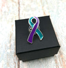Teal & Purple Ribbon / Lapel Hat Pin - Rock Your Cause Jewelry