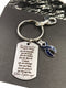 Dark Navy Blue Ribbon Encouragement Quote Keychain – Don't Give Up - Rock Your Cause Jewelry