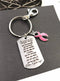 Pink Ribbon Encouragement Quote Keychain – Don't Give Up - Rock Your Cause Jewelry